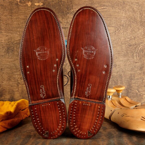 Florsheim 93603 NOS 5 Nail V-Cleat Brown PTB Men's Dress Shoes w/ Trees and Bags - Picture 16 of 16